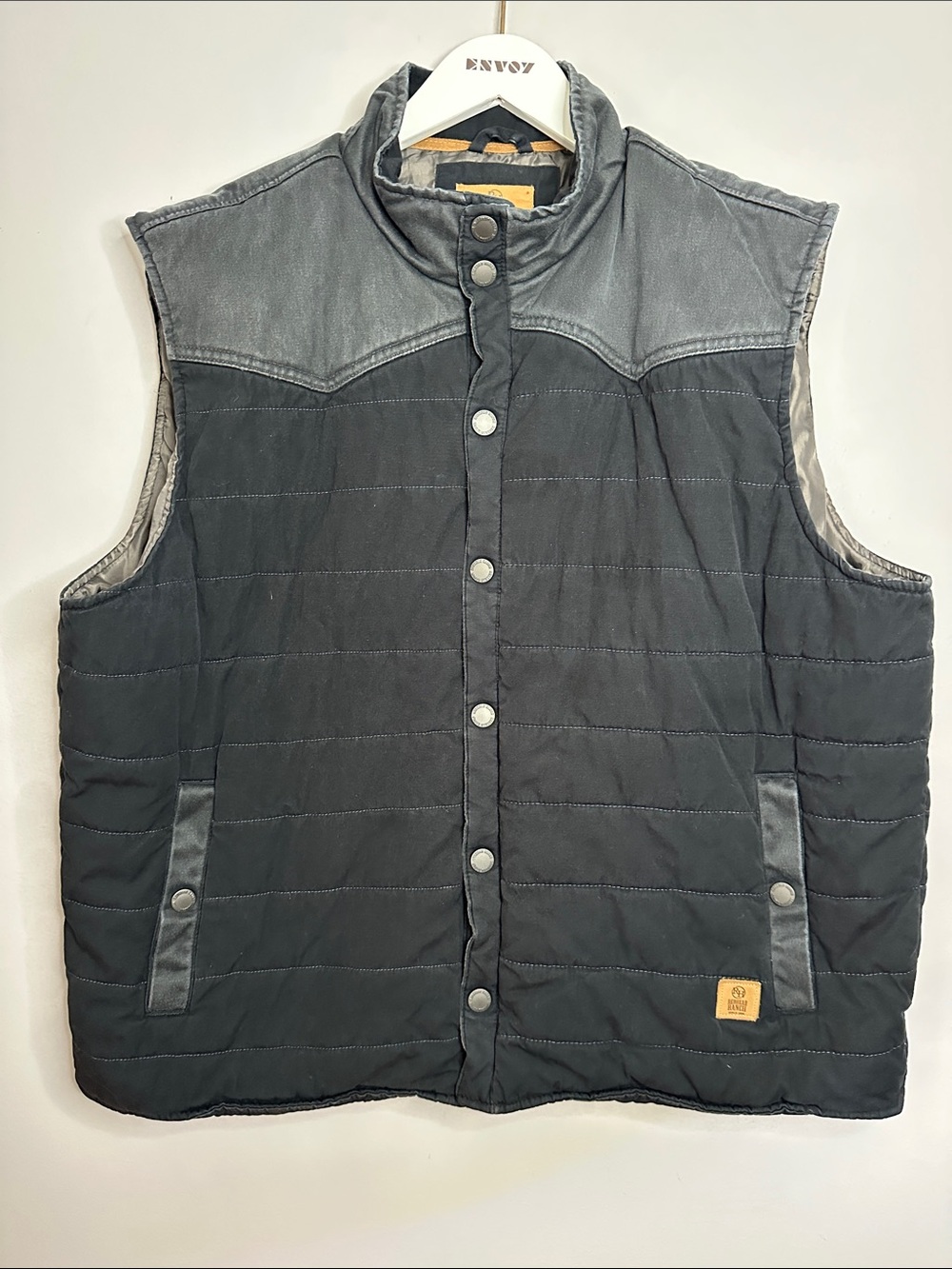 Redhead Ranch Black and Gray Quilted Snap-Front Vest size 2XL